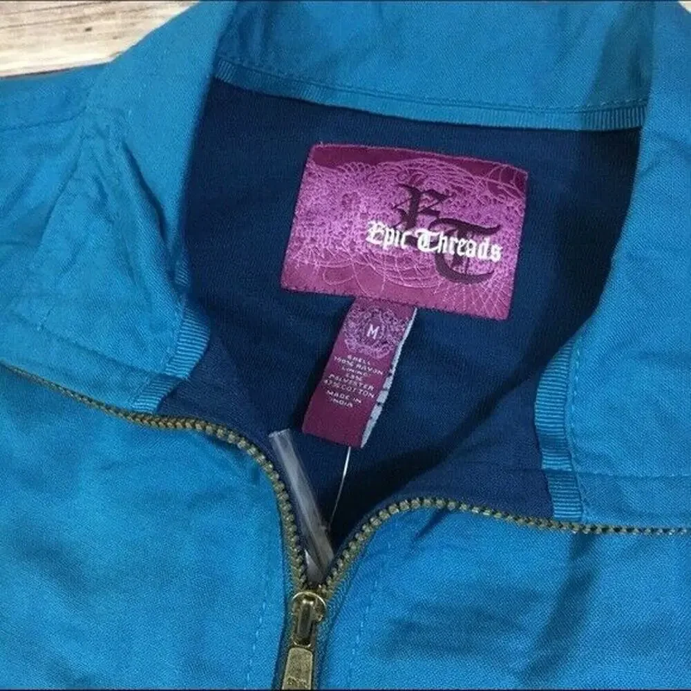 Epic Threads Girls Jacket Size Medium‎ Teal Fizz Front Zip Slouchy NEW